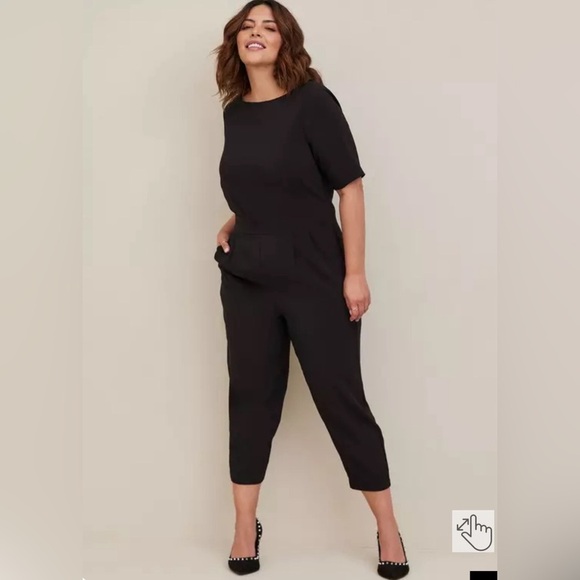 Torrid Black Studio Refined Crepe Boat Neck Jumpsuit 30 - Picture 1 of 9